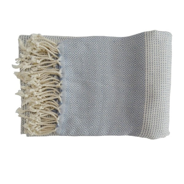 Modrá ručne tkaná osuška z prémiovej bavlny, 100 × 180 cm