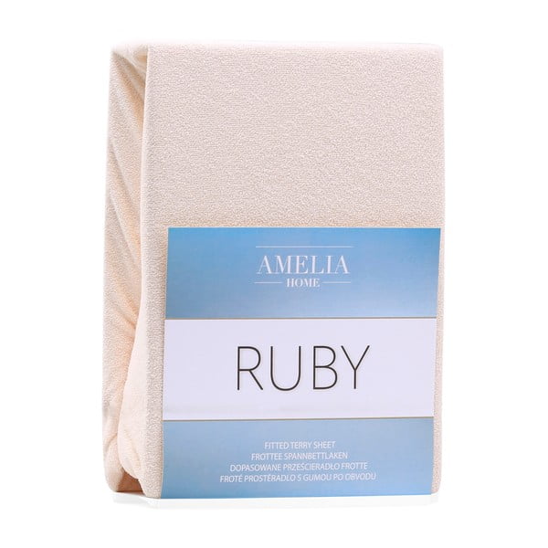 Béžová napínacia froté plachta 160x200 cm Ruby – Restilo-image-2