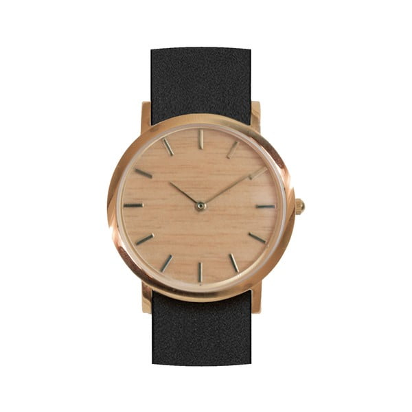 Čierne drevené hodinky Analog Watch Co. Classic