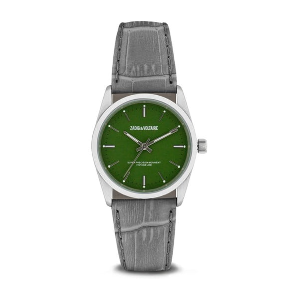 Dámske hodinky s koženým remienkom a zeleným ciferníkom Zadig & Voltaire