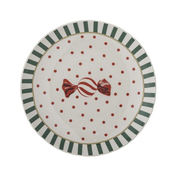 Biely dezertný tanier s vianočným motívom z kameniny ø 16 cm Yule – Bloomingville