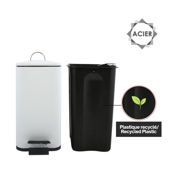 Matne biely nášľapný oceľový odpadkový kôš 5 l Erik – Spirella-image-3