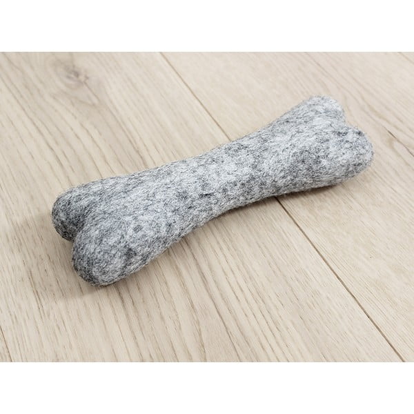 Oceľovosivá zvieracia vlnená hračka v tvare kosti Wooldot Pet Bones, dĺžka 22 cm