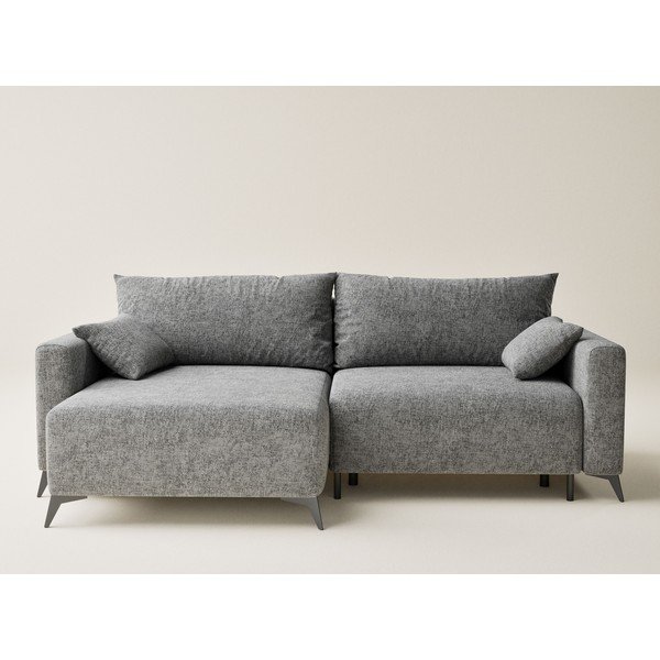 Sivá ženilková rozkladacia/s úložným priestorom rohová pohovka (ľavý roh/s leňoškou) Leon – Maison de Rêve-image-2