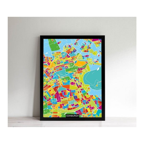 Obraz v čiernom ráme Homemania Maps Edinburgh, 32 × 42 cm