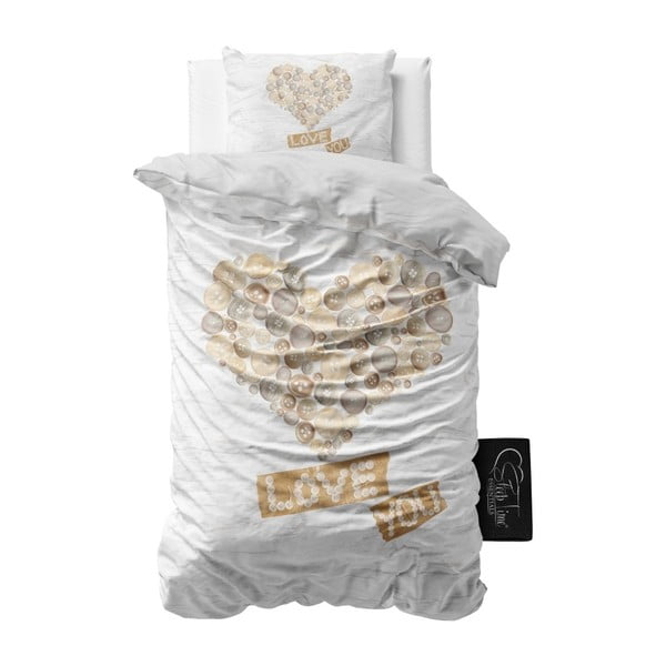 Obliečky z mikroperkálu Sleeptime Wood Love You, 140 x 220 cm