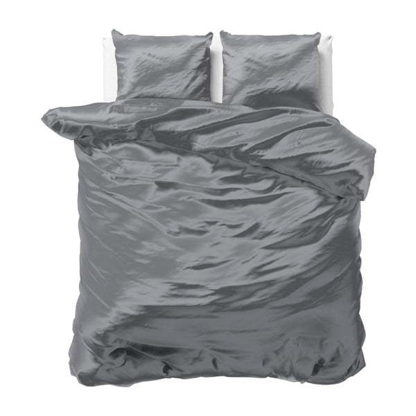 Tmavosivé obliečky zo saténového mikroperkálu na dvojlôžko Sleeptime, 240 × 220 cm