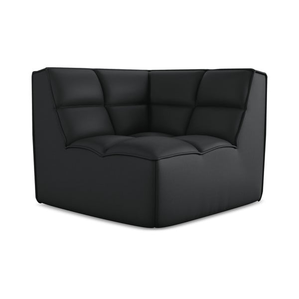 Čierny modul pohovky z imitácie kože Kalai – Makamii-image-2