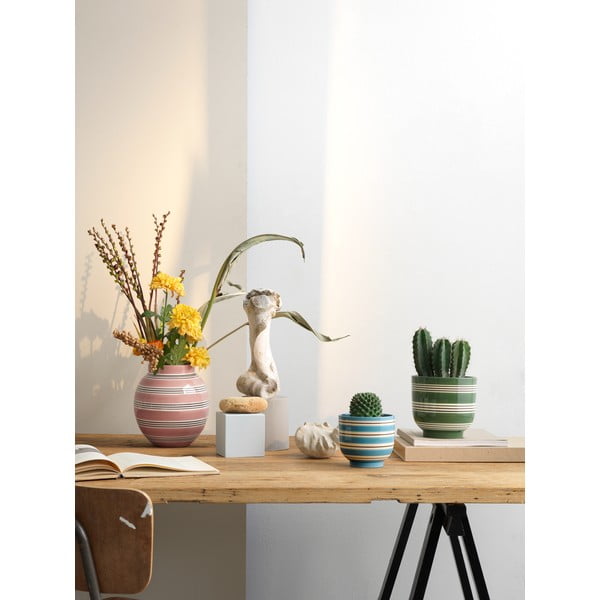 Tmavozeleno-biely keramický kvetináč Kähler Design Nuovo, ø 15 cm-image-3