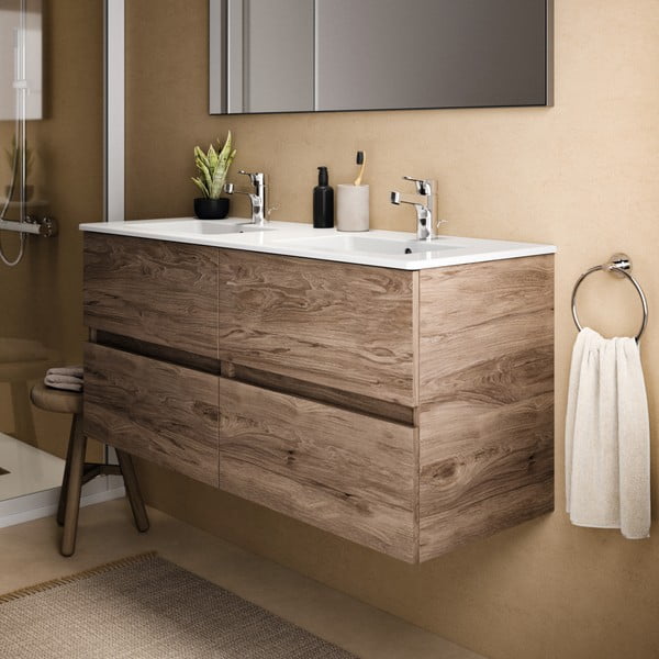 Závesná skrinka pod umývadlo v dekore orecha v prírodnej farbe 120x55 cm Eurovit+ – Ideal Standard-image-4