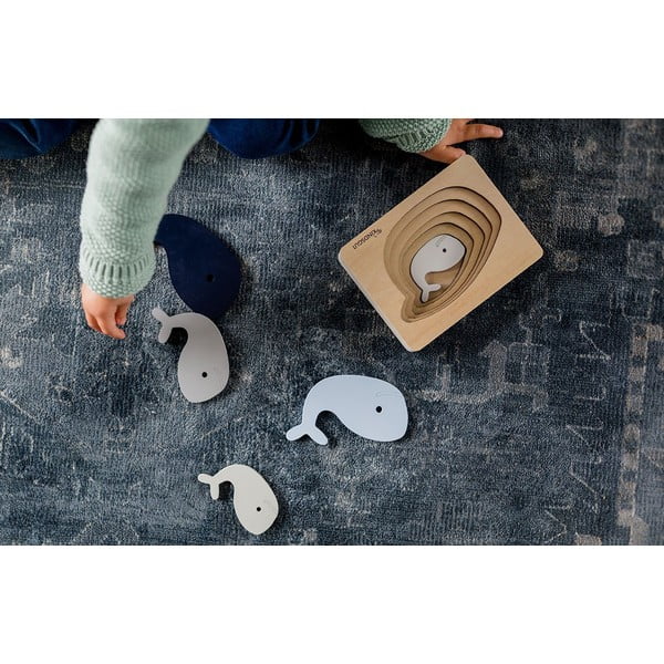 Drevené vkladacie puzzle Whale – Kindsgut-image-1