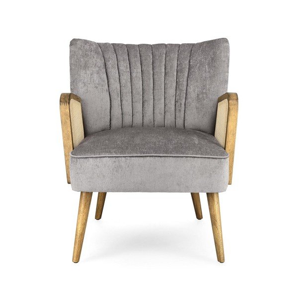 Sivé zamatové kreslo Virna – Bizzotto-image-2