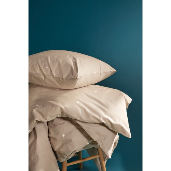 Béžové obliečky na jednolôžko z bavlneného perkálu 140x200 cm Daisy – JUNA-image-1