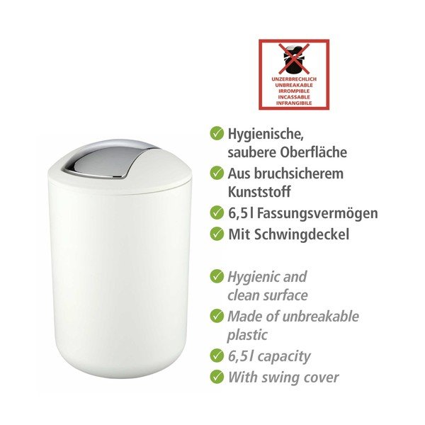 Biely plastový odpadkový kôš 6,5 l Brasil – Wenko-image-3