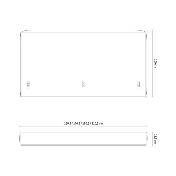 Svetlosivé čalúnené čelo postele 249x100 cm Olivia – Micadoni -image-4