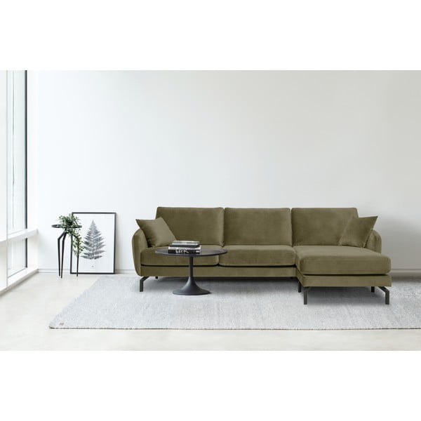 Zelená zamatová rohová pohovka (pravý roh) Magic - Scandic-image-1