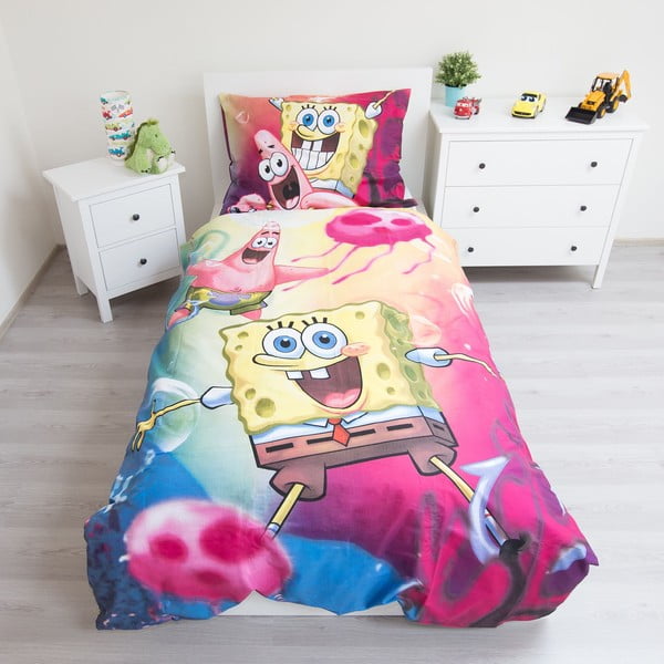 Bavlnené detské obliečky na jednolôžko 140x200 cm Sponge Bob - Jerry Fabrics-image-1