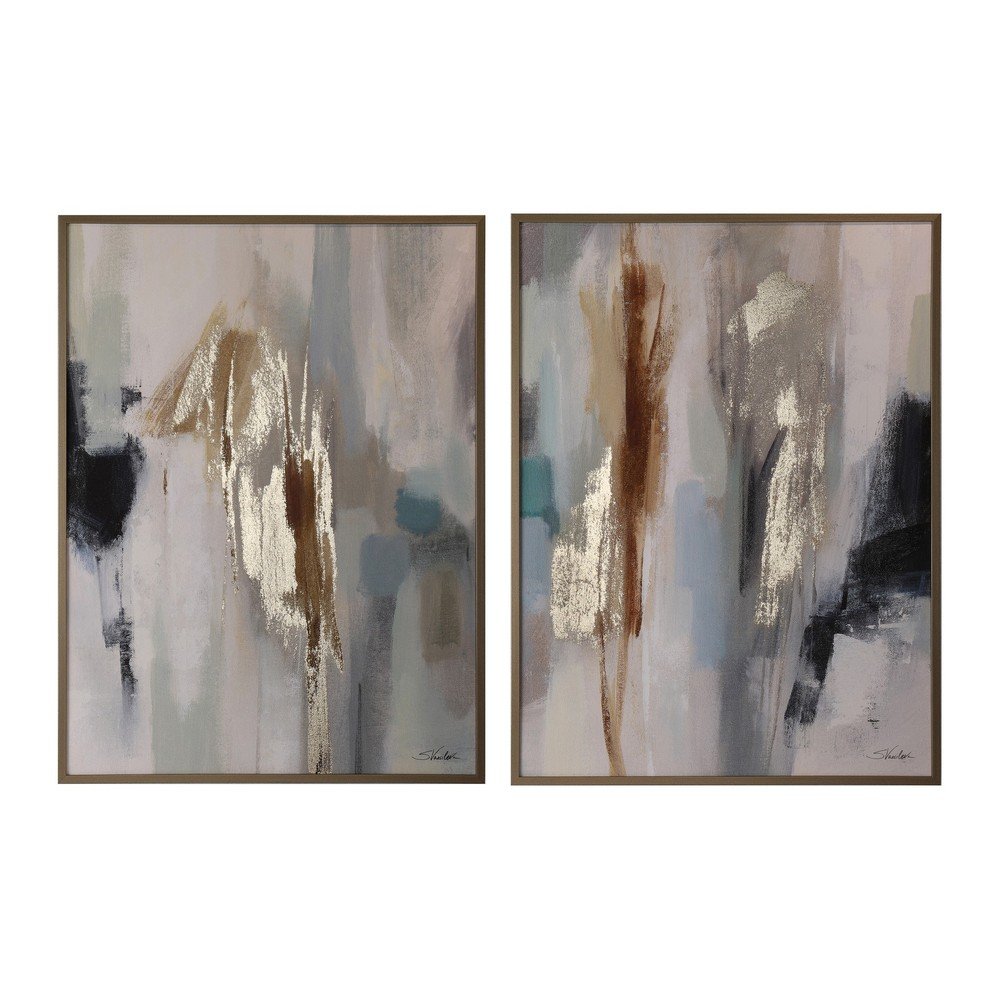 E-shop Tlačené/s ručne maľovanými prvkami obrazy v súprave 2 ks s rámom/na plátne 60x80 cm Gallery – Bizzotto