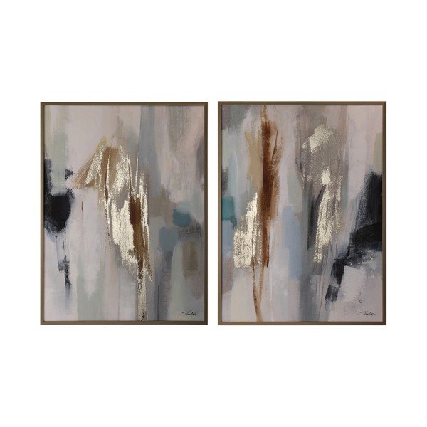 Tlačené/s ručne maľovanými prvkami obrazy v súprave 2 ks s rámom/na plátne 60x80 cm Gallery – Bizzotto