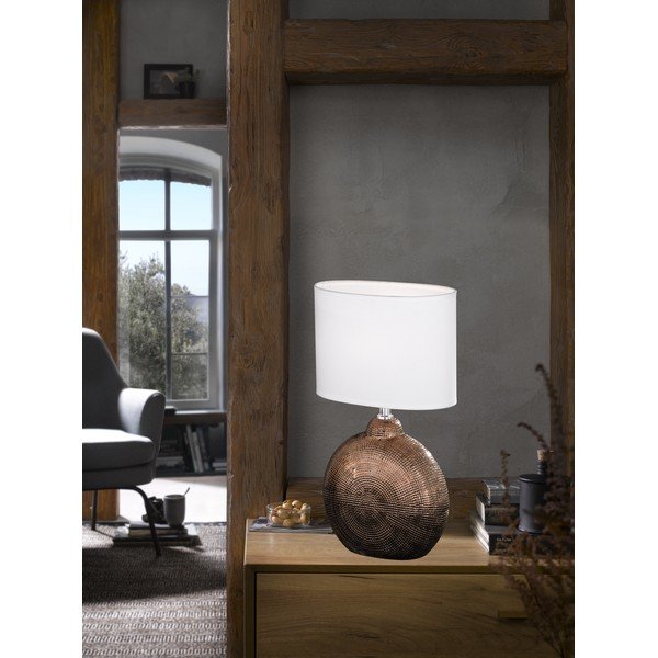 Bielo-hnedá stolová lampa Fischer & Honsel Foro, výška 36 cm-image-3