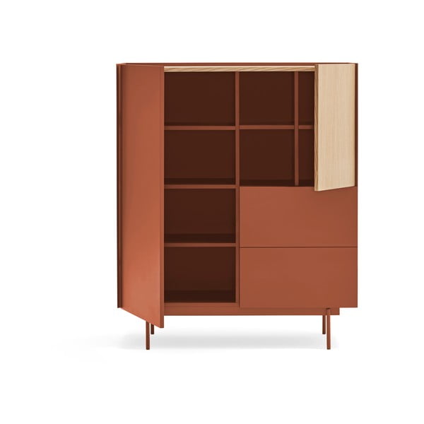 Vysoká komoda v dekore duba v tehlovo-prírodnej farbe 100x120 cm Otto – Teulat-image-4