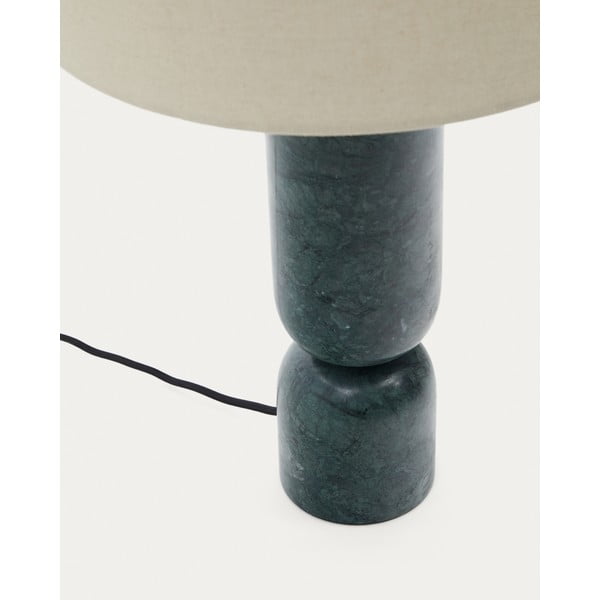 Tmavozelená/béžová mramorová stolová lampa s textilným tienidlom (výška 57 cm) Vex – Kave Home-image-3