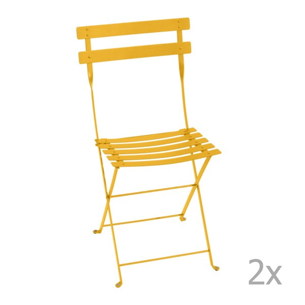 Sada 2 žltých skladacích záhradných stoličiek Fermob Bistro