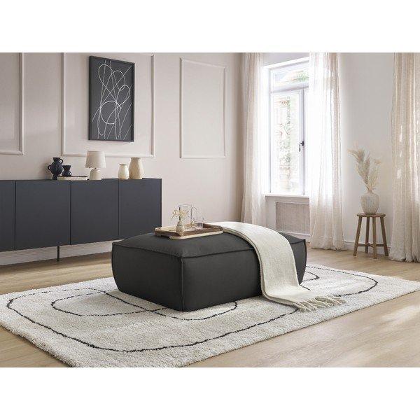 Čierna podnožka z imitácie kože Boheme – Bobochic Paris-image-1