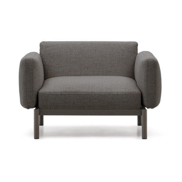 Sivé polstrované záhradné kreslo Sorells – Kave Home-image-2