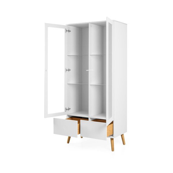 Biela vitrína s detailmi v dekore dubového dreva Tenzo Dot, výška 175 cm-image-3