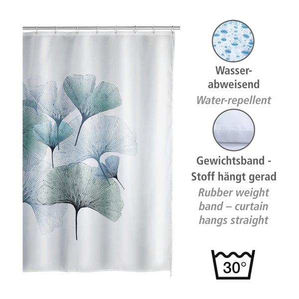 Prateľný sprchový záves Wenko Ginkgo, 180 x 200 cm-image-1