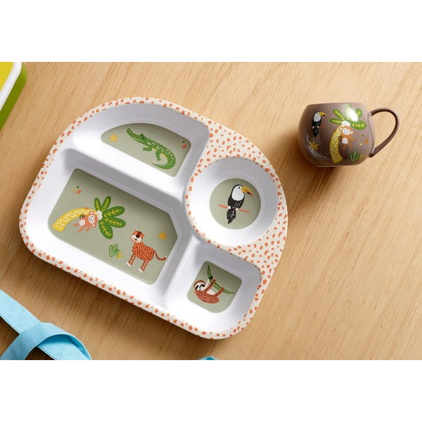 Biely detský tanier 27x21 cm Jungle – Ladelle-image-1