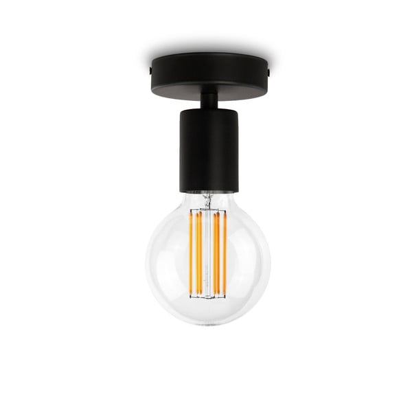 Čierne stropné svietidlo so žiarovkou Bulb Attack Cero Basic Globe