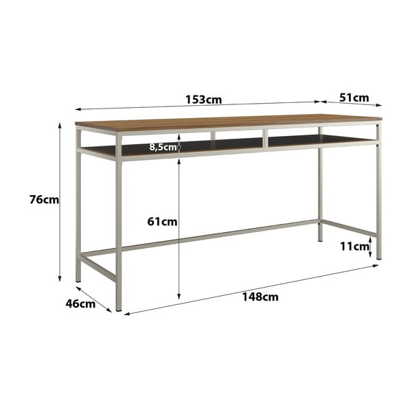 Pracovný stôl s doskou v dekore orechového dreva 51x153 cm Bradford – Støraa-image-2