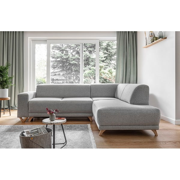 Svetlosivá rozkladacia/s úložným priestorom rohová pohovka (pravý roh/do L) Classy Sophie – Miuform-image-1