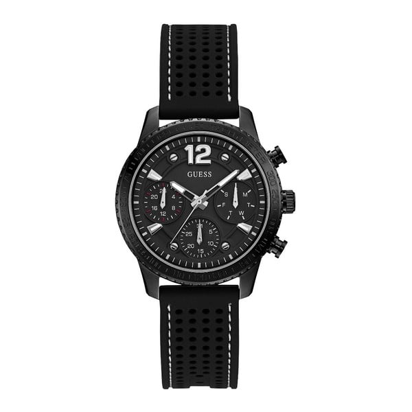 Dámske hodinky s čiernym silikónovým remienkom Guess W1025L3