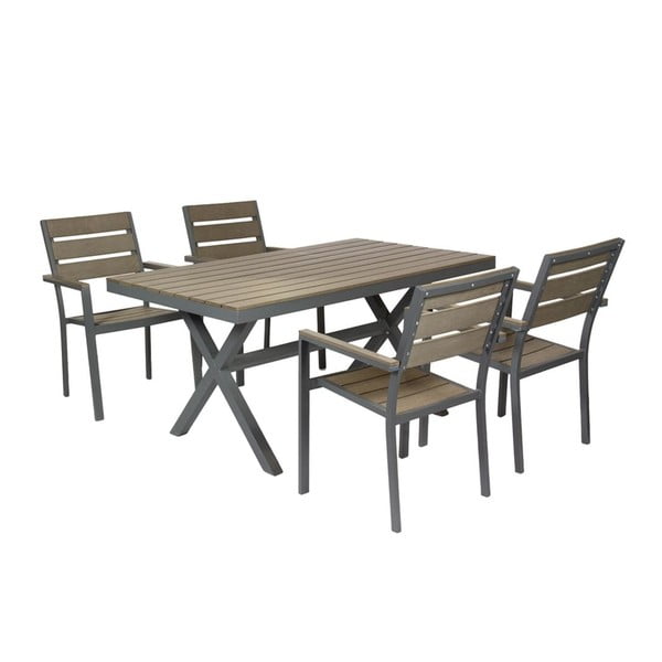 Záhradný stôl a 4 stoličky Lorca Grey