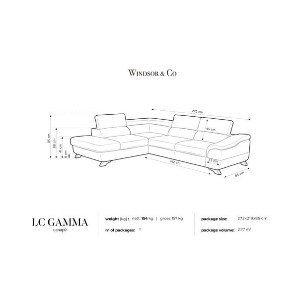 Sivá rozkladacia pohovka s úložným priestorom Windsor & Co Sofas Gamma, ľavá strana-image-4