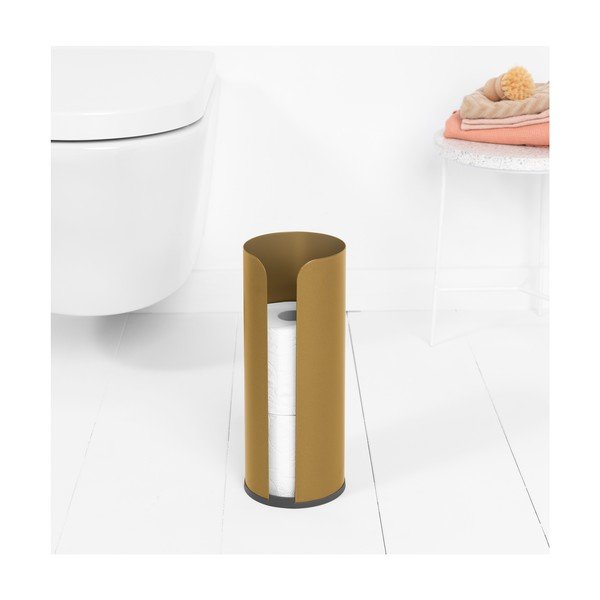 Oceľový stojan na toaletný papier v zlatej farbe ReNew – Brabantia-image-1