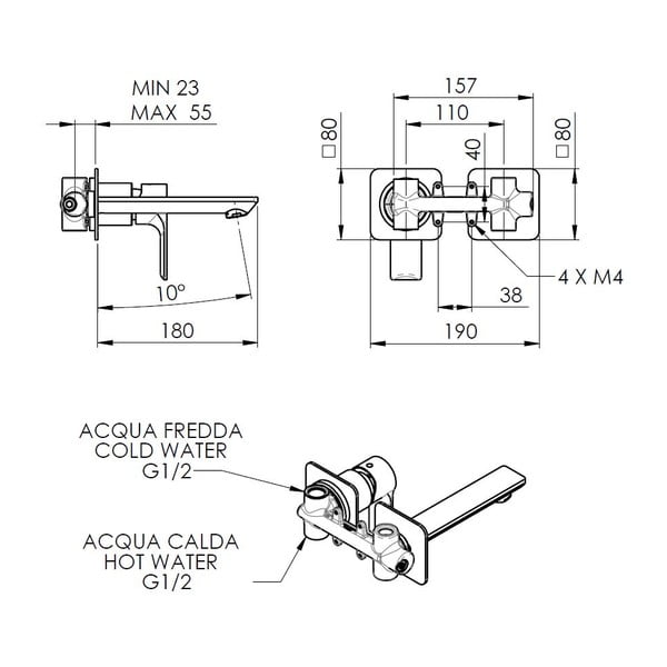 Matne čierna podomietková umývadlová batéria (1 výstup) Pax – Sapho-image-2