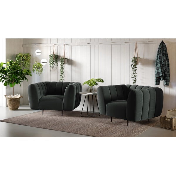 Tmavosivé zamatové kreslo Ghado Shel-image-1