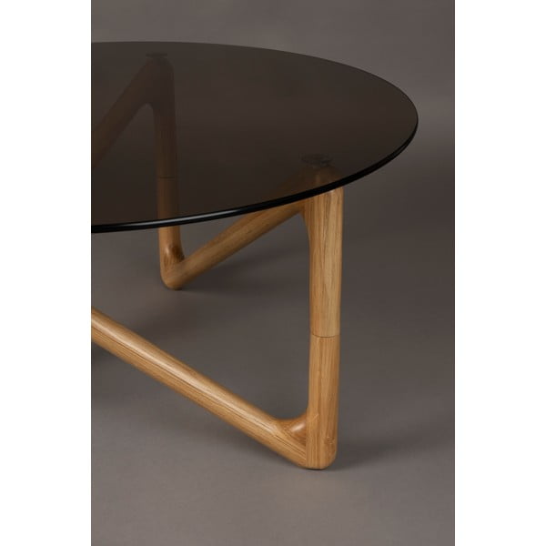 Okrúhly konferenčný stolík so sklenenou doskou v prírodnej farbe ø 80 cm Naia – Dutchbone-image-3