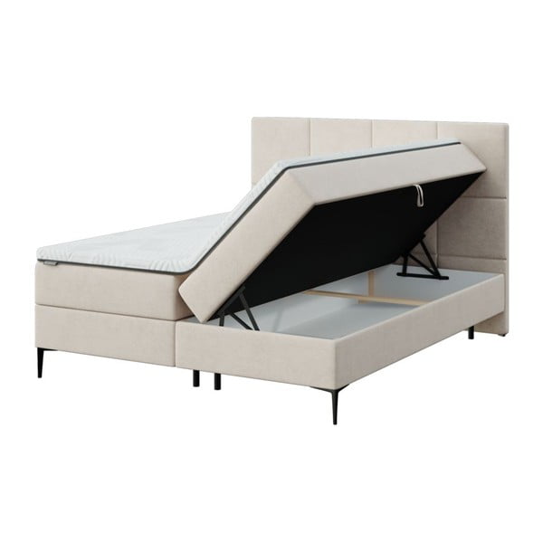 Béžová boxspring posteľ s úložným priestorom 180x200 cm Bufo - MESONICA-image-2