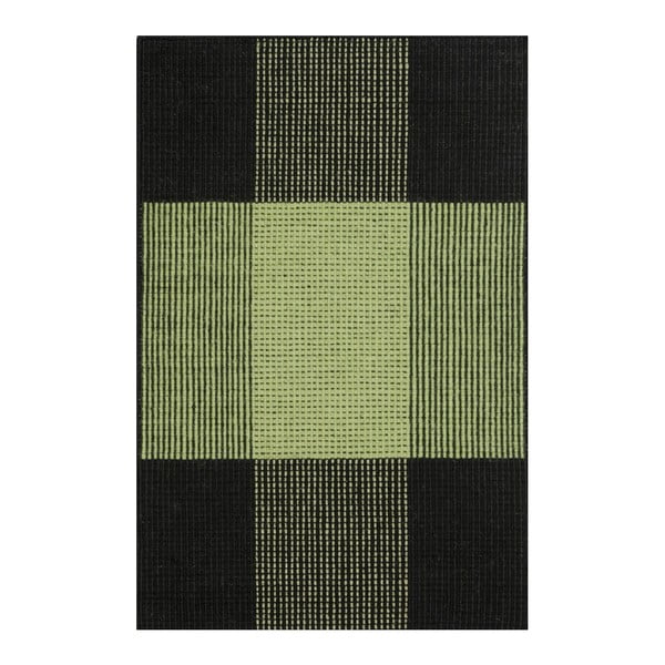 Zeleno-čierny ručne tkaný vlnený koberec Linie Design Bologna, 220 × 220 cm