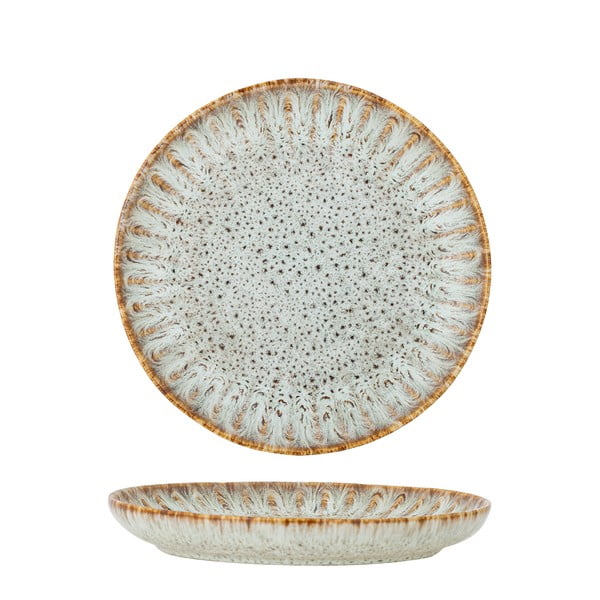 Modrý/béžový servírovací tanier z kameniny ø 17 cm Fleur – Bloomingville-image-3