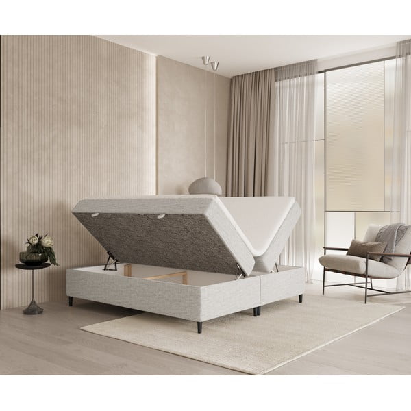 Svetlosivá boxspring posteľ s úložným priestorom 200x200 cm Araya – Maison de Rêve-image-2