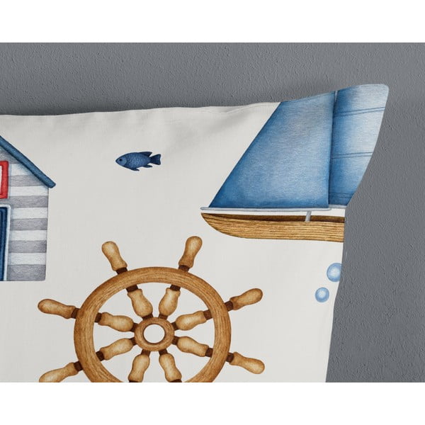 Modré/krémové bavlnené detské obliečky do postieľky 100x135 cm Ahoy – Good Morning-image-3