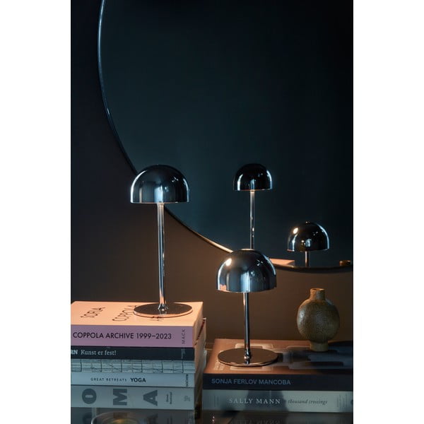 LED stolová lampa na diaľkové ovládanie v striebornej farbe s kovovým tienidlom (výška 30 cm) Tim – Sirius-image-3