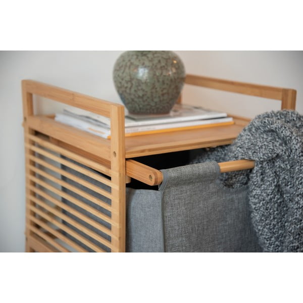 Bambusová nízka kúpeľňová skrinka v sivo-prírodnej farbe 40x56 cm Bahari - Wenko-image-4