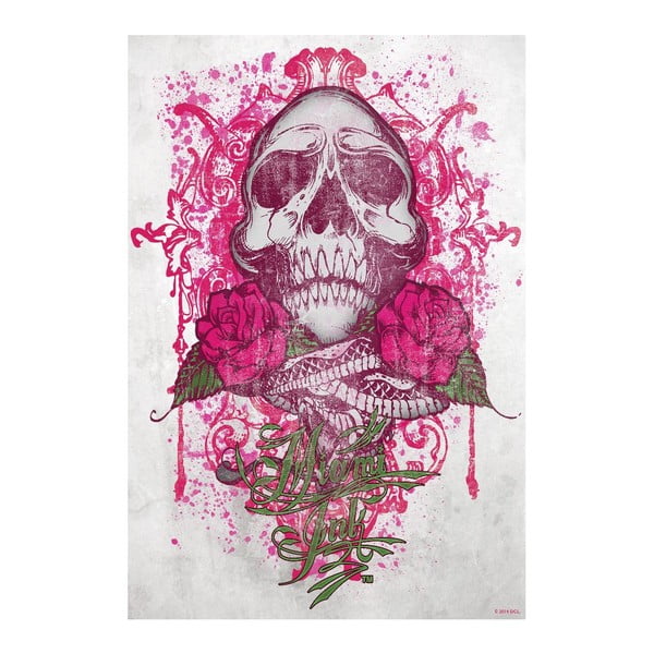 Veľkoformátová tapeta Miami Ink - Ružová lebka, 158x232 cm